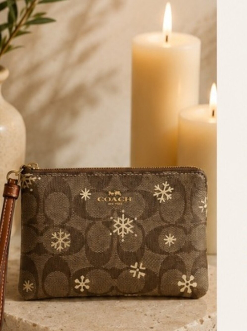 Coach Signature Canvas Wristlet with Snowflake Print - Picture 5 of 6